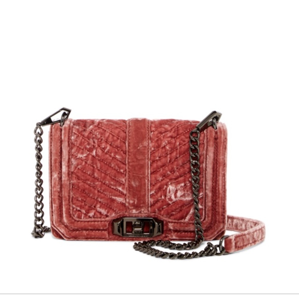 Rebecca Minkoff Velvet crossbody gunmetal chain.